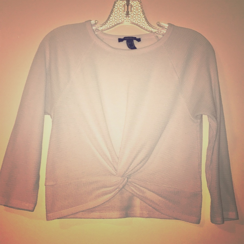 Forever 21 Comfy and Cute White Waffle Top